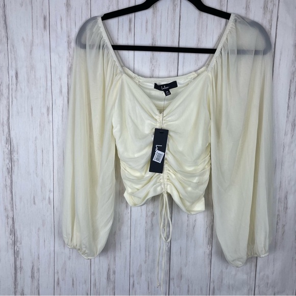 Lulus NWT cream ruched blouse medium - Picture 2 of 6